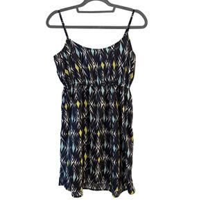 Roxy Geo Tribal Print Sundress Boho Festival Summer Strappy Mini Size Medium